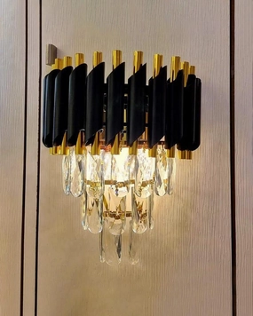 Led Crystal Modern Black Gold Metal Wall Light For Drawing Room Bedroom Office decorative ceiling fixture