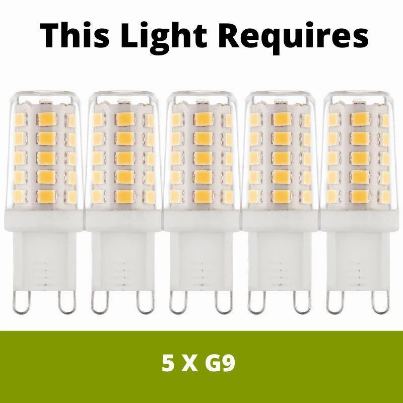 Leke Chrome 5 Light Semi Flush Ceiling Light