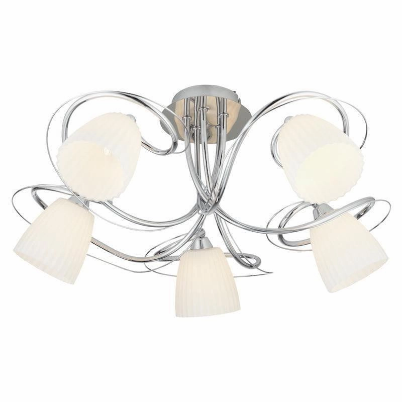 Leke Chrome 5 Light Semi Flush Ceiling Light soft glow ceiling light