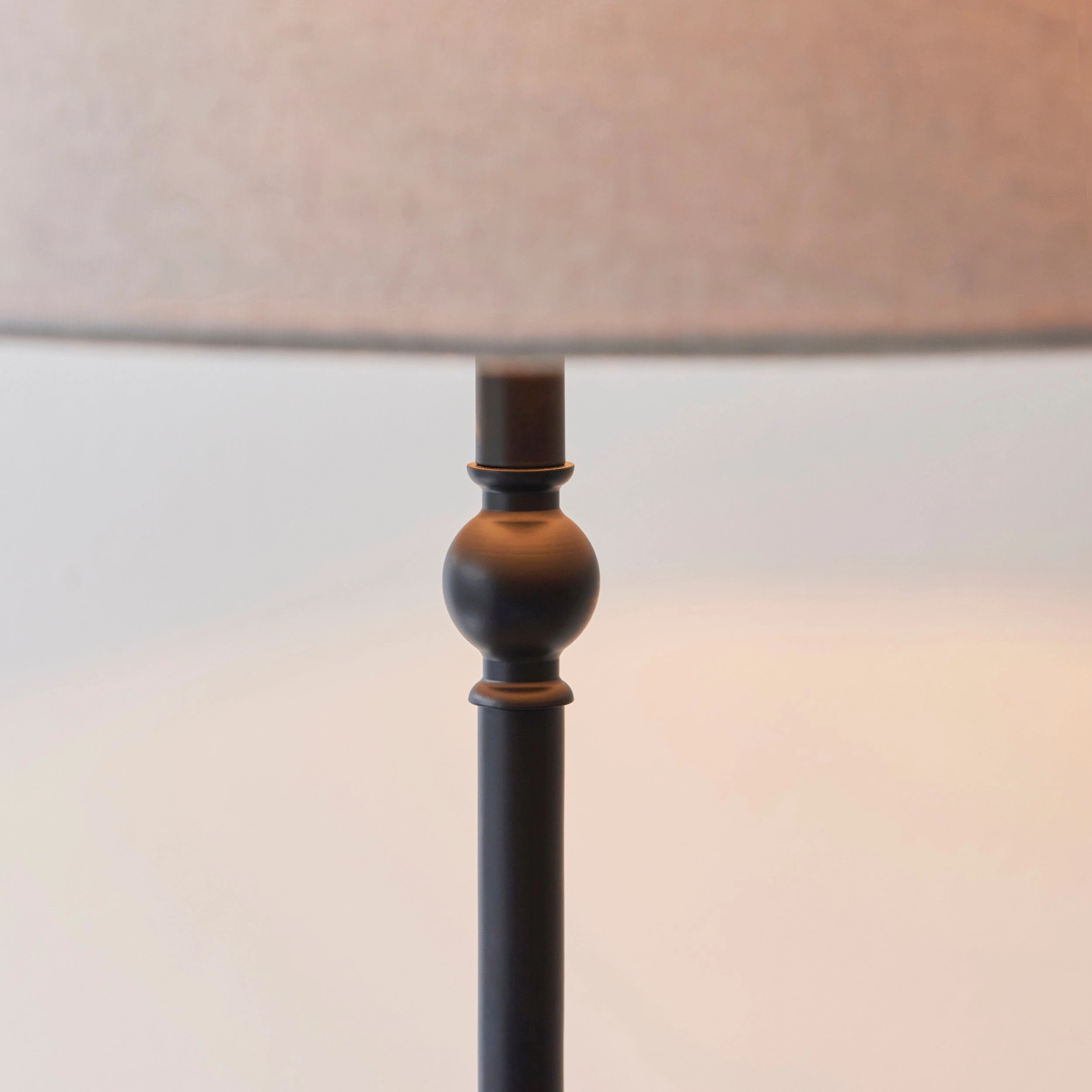 Lille Antique Black 1 Light Floor Lamp Linen Shade