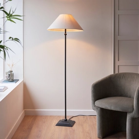 Lille Antique Black 1 Light Floor Lamp Linen Shade creative lampshade design