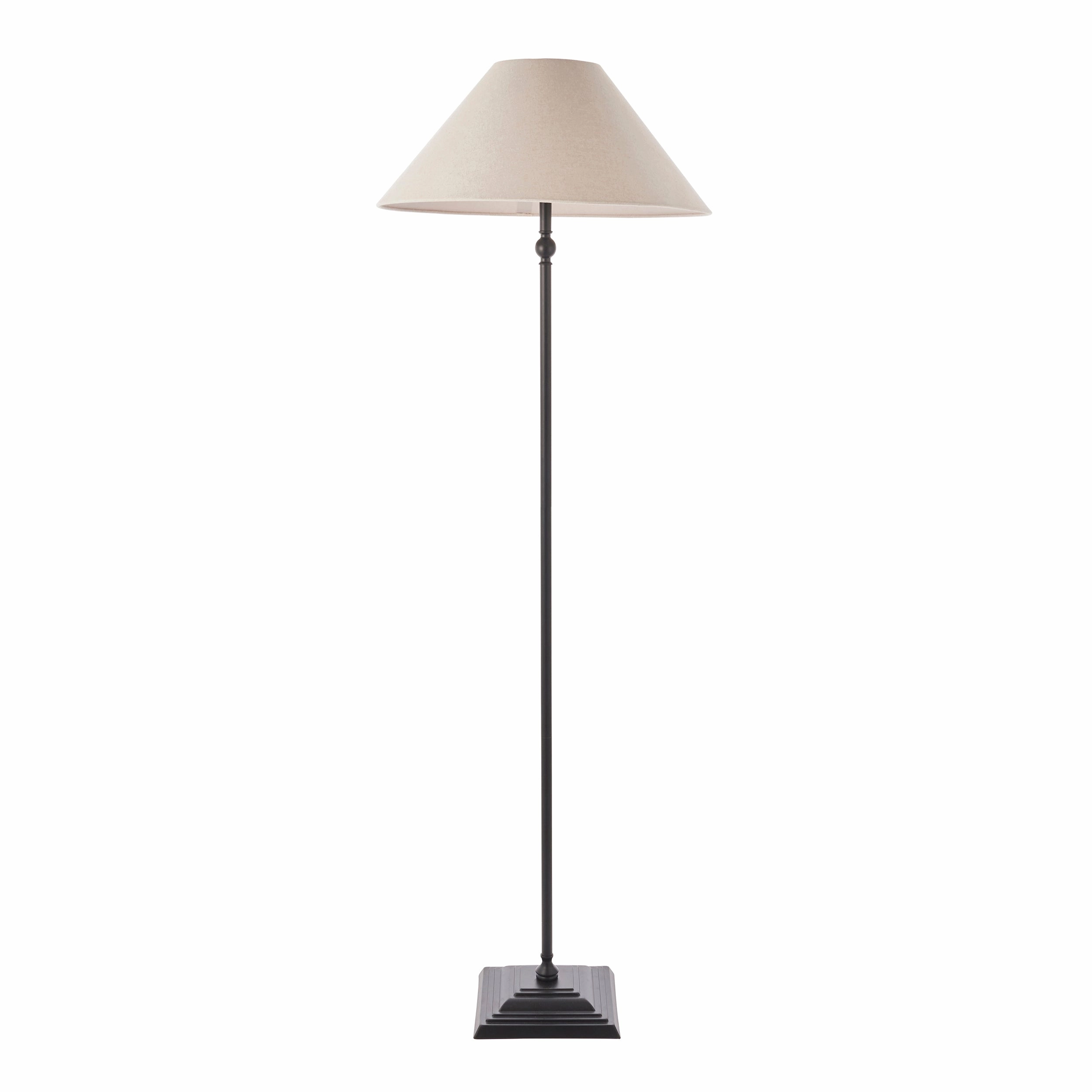 Lille Antique Black 1 Light Floor Lamp Linen Shade