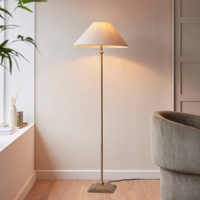 Lille Antique Brass 1 Light Floor Lamp Linen Shade creative lampshade design