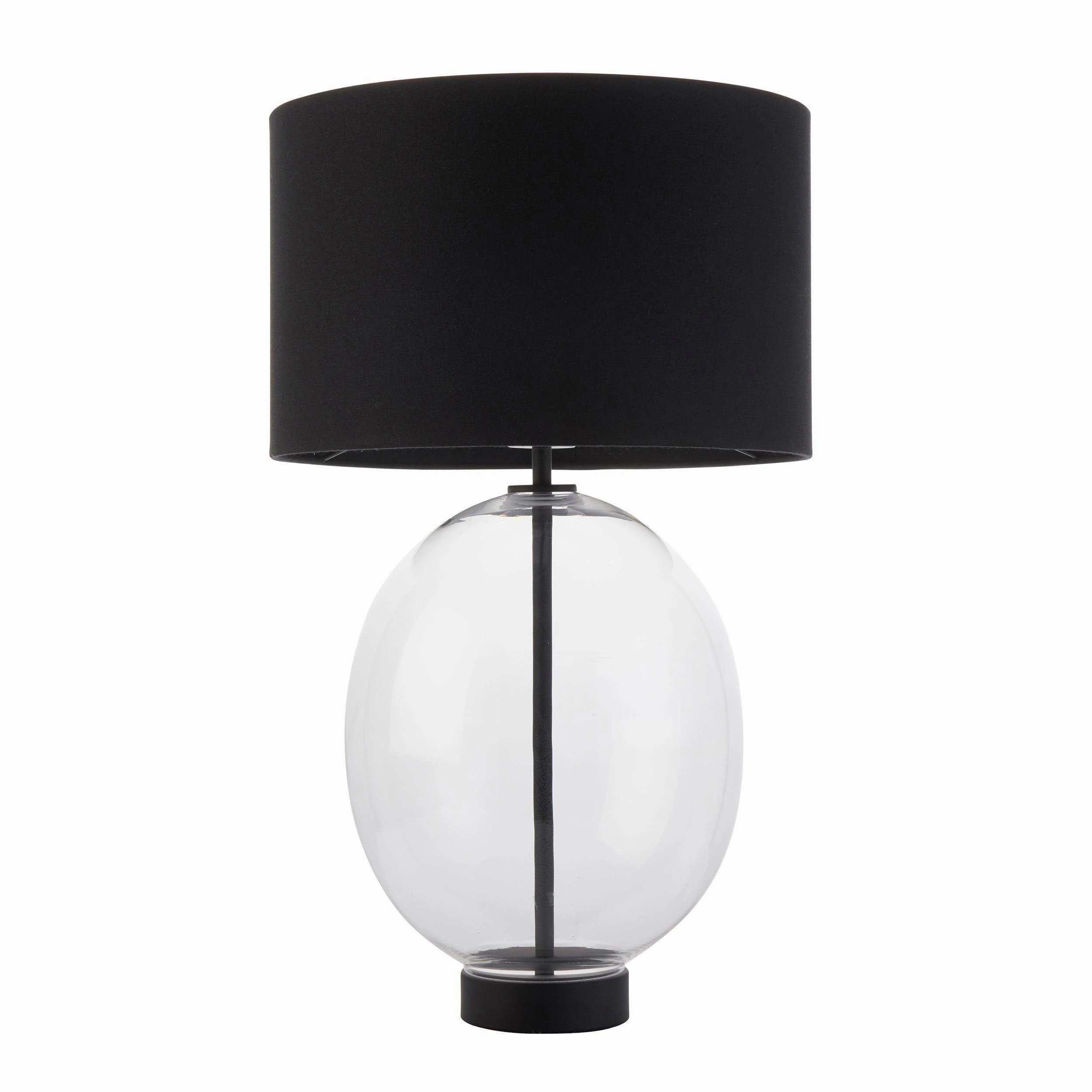 Linear Black & Oval Glass Touch Table Lamp - Black Shade