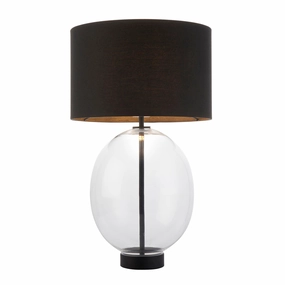 Linear Black & Oval Glass Touch Table Lamp - Black Shade energy-saving LED light