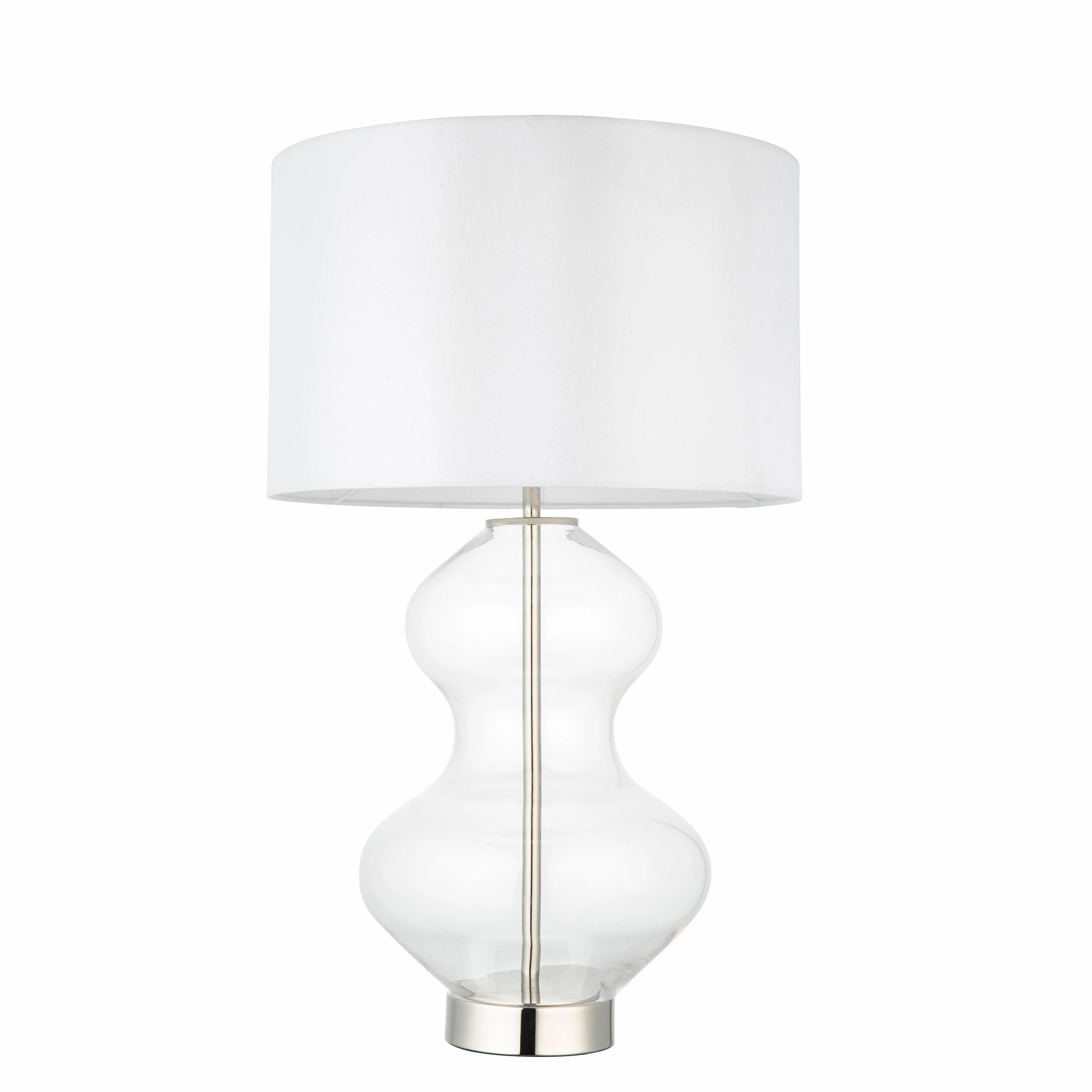 Linear Brass & Clear Glass Touch Table Lamp - White Shade