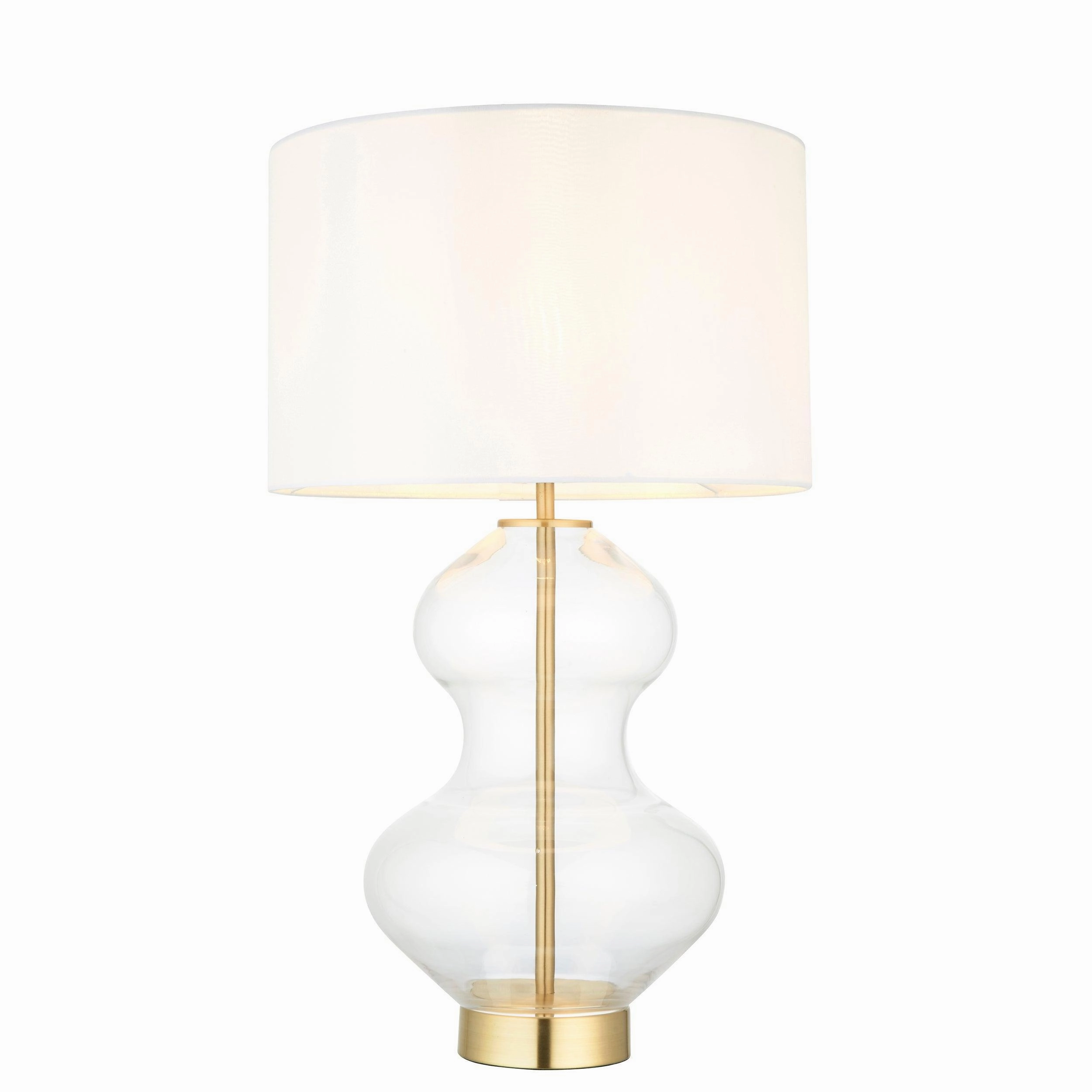 Linear Brass & Clear Glass Touch Table Lamp - White Shade energy-saving LED light