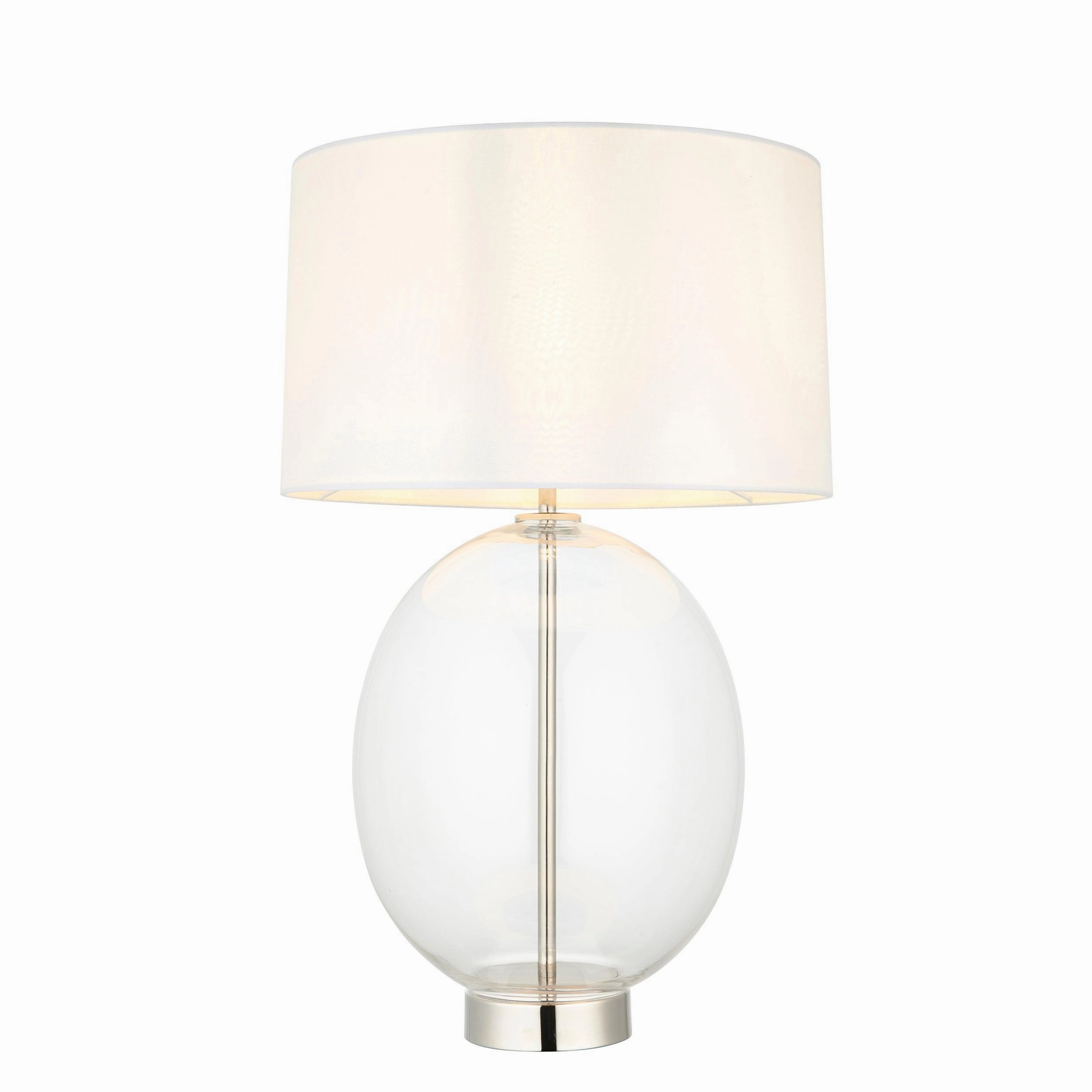 Linear Nickel & Oval Glass Touch Table Lamp - White Shade energy-saving LED light