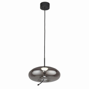 Lisbon 1 Light 6W Black And Smoked Glass LED Ceiling Pendant soft glow ceiling light