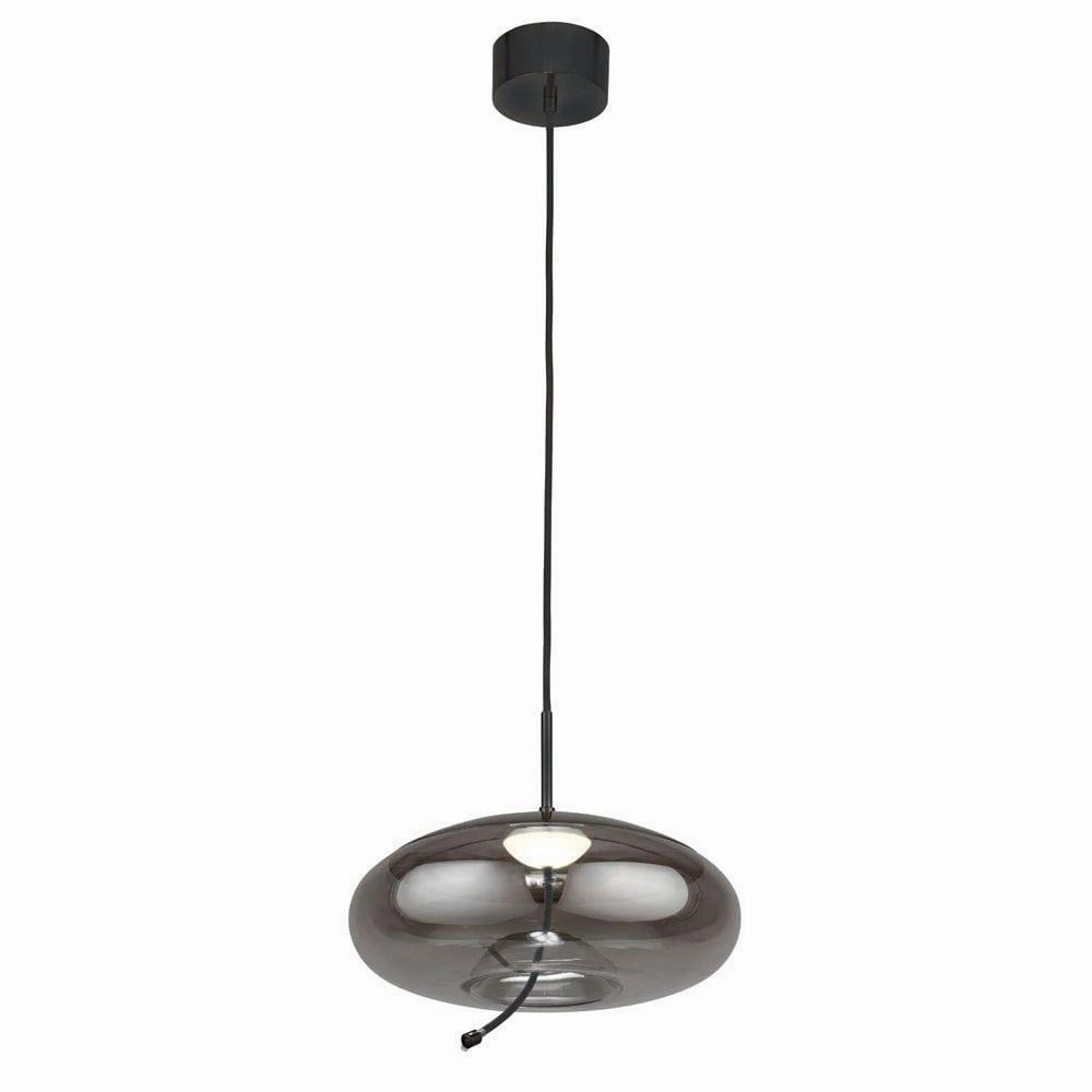 Lisbon 1 Light 6W Black And Smoked Glass LED Ceiling Pendant soft glow ceiling light