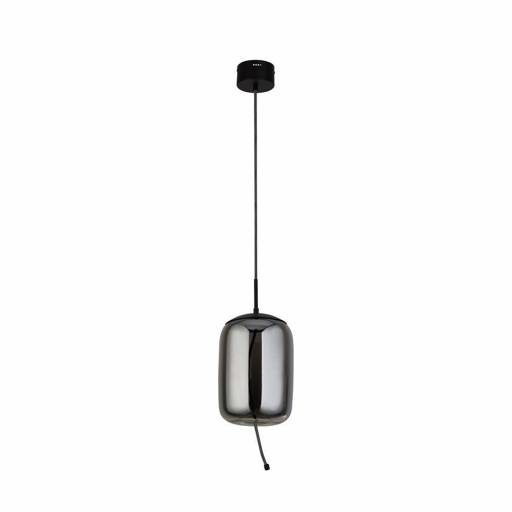 Lisbon 1 Light Black And Smoked Glass LED Ceiling Pendant