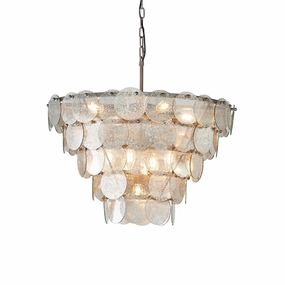Littlehampton 9 Light Silver Pendant - Mercury Glass Discs soft glow ceiling light