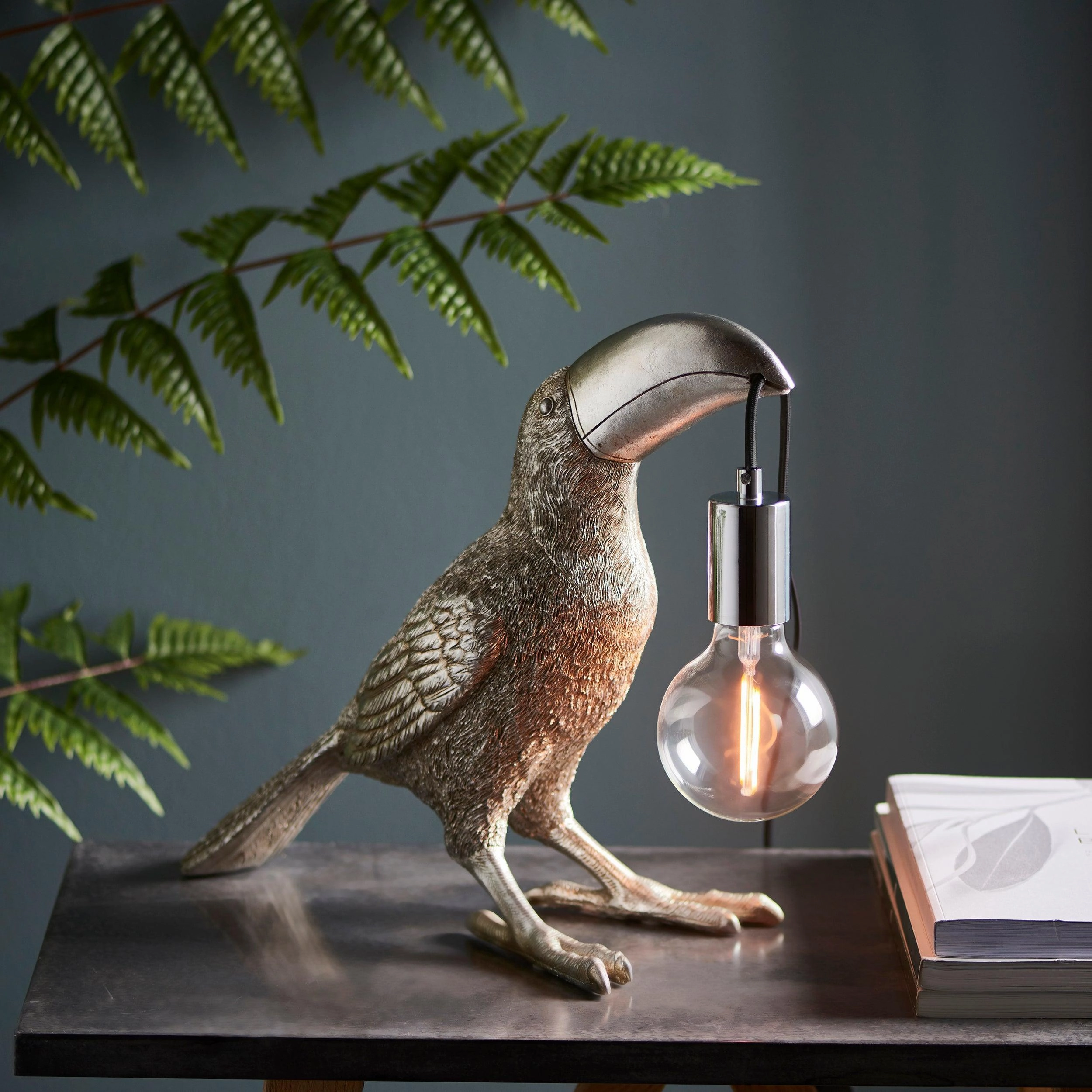 Living Lighting Arthur Silver Toucan Table Lamp