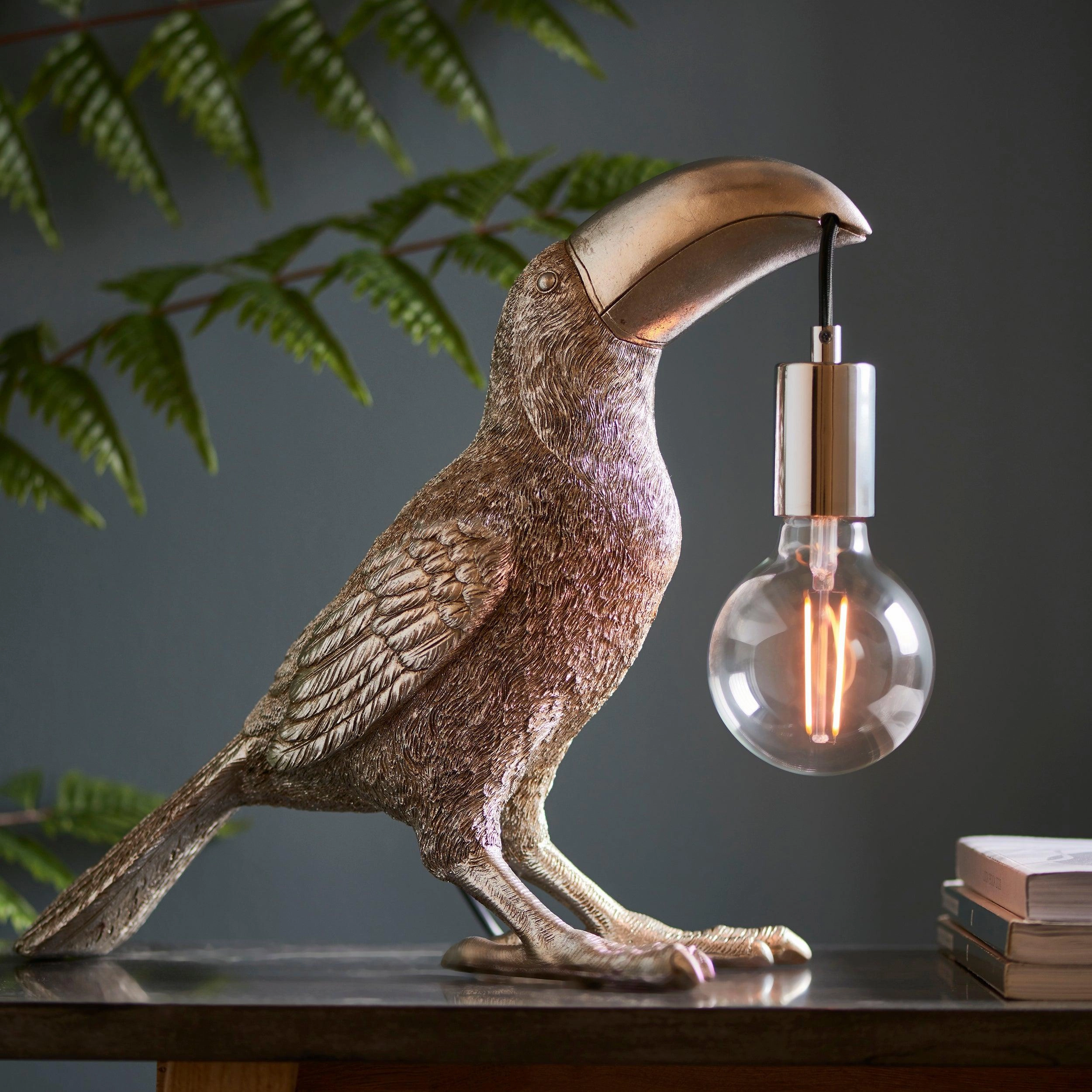 Living Lighting Arthur Silver Toucan Table Lamp