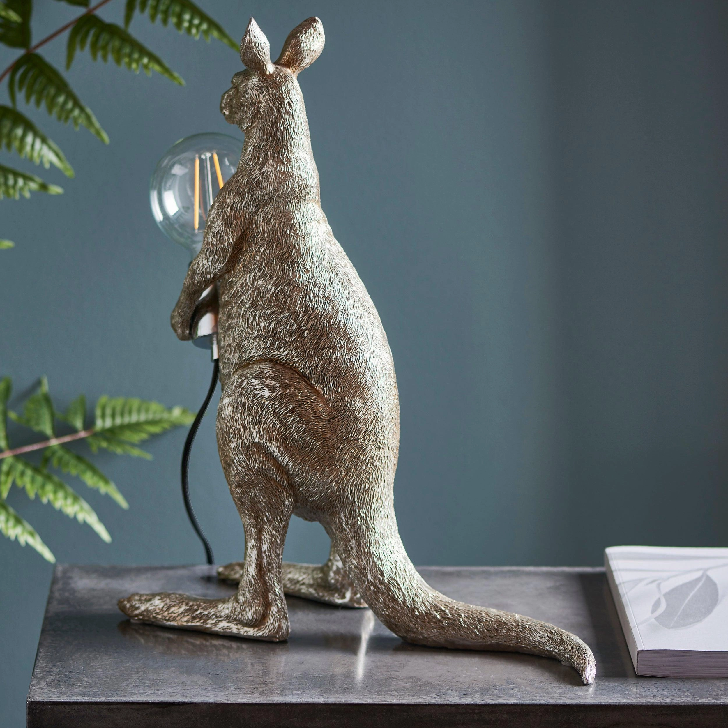 Living Lighting Kanga Silver Kangaroo Table Lamp