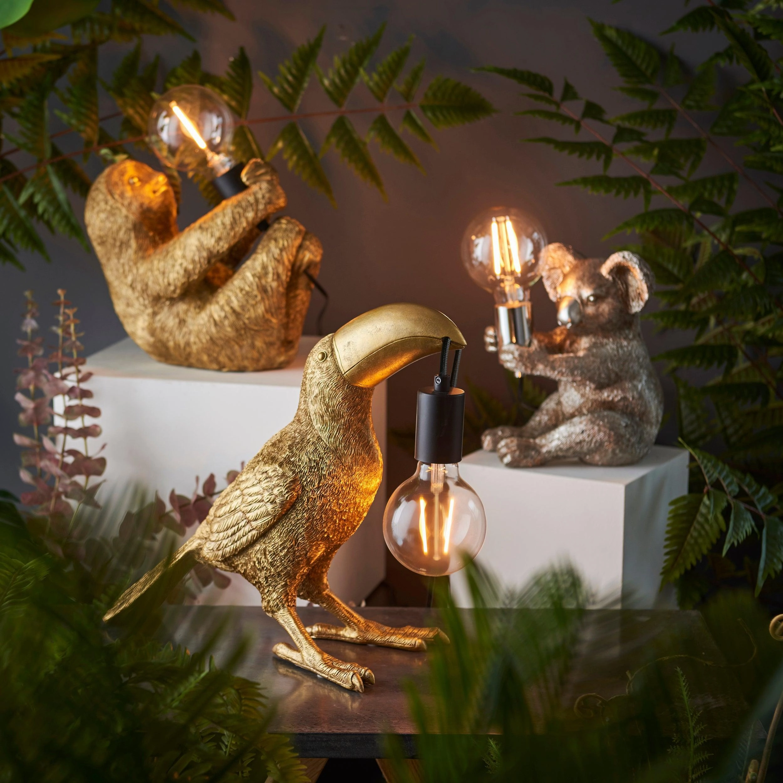 Living Lighting Koala Vintage Silver Table Lamp