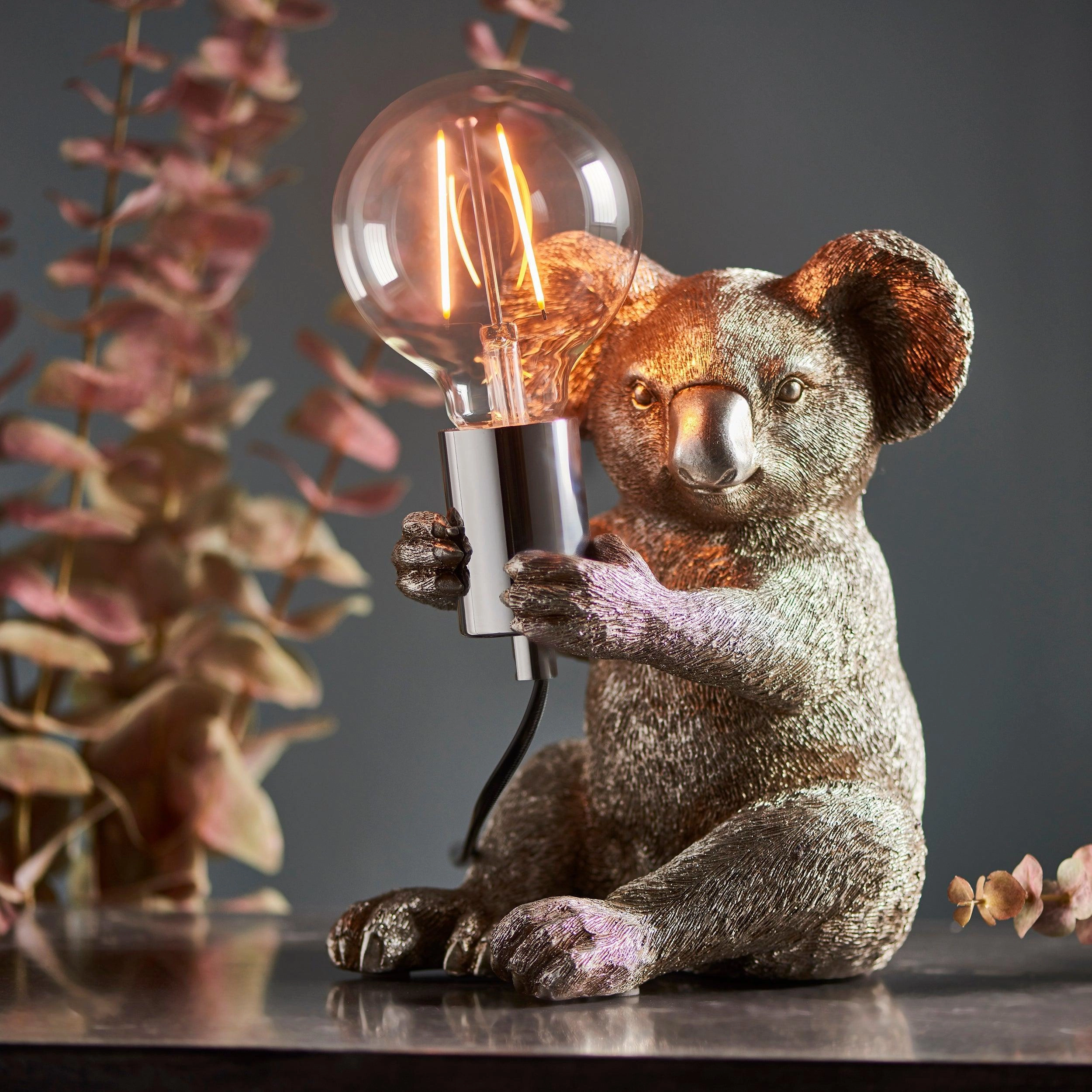 Living Lighting Koala Vintage Silver Table Lamp