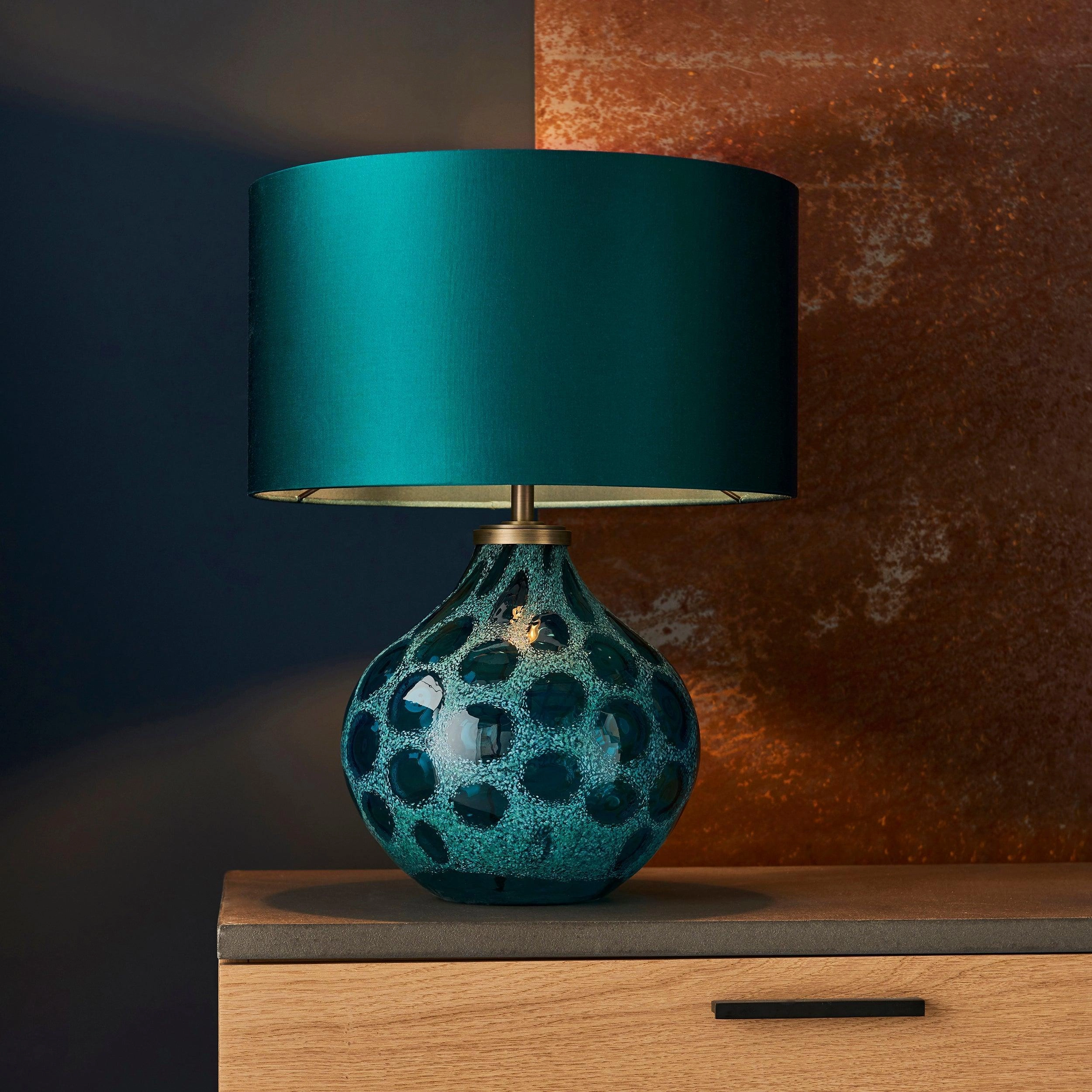 Living Lights Aqua Teal Artisan Glass Table Lamp Base
