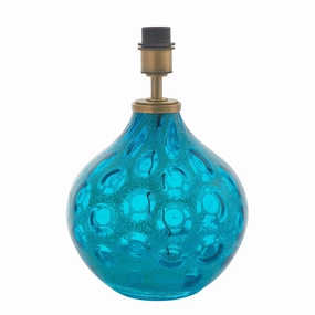 Living Lights Aqua Teal Artisan Glass Table Lamp Base energy-saving LED light