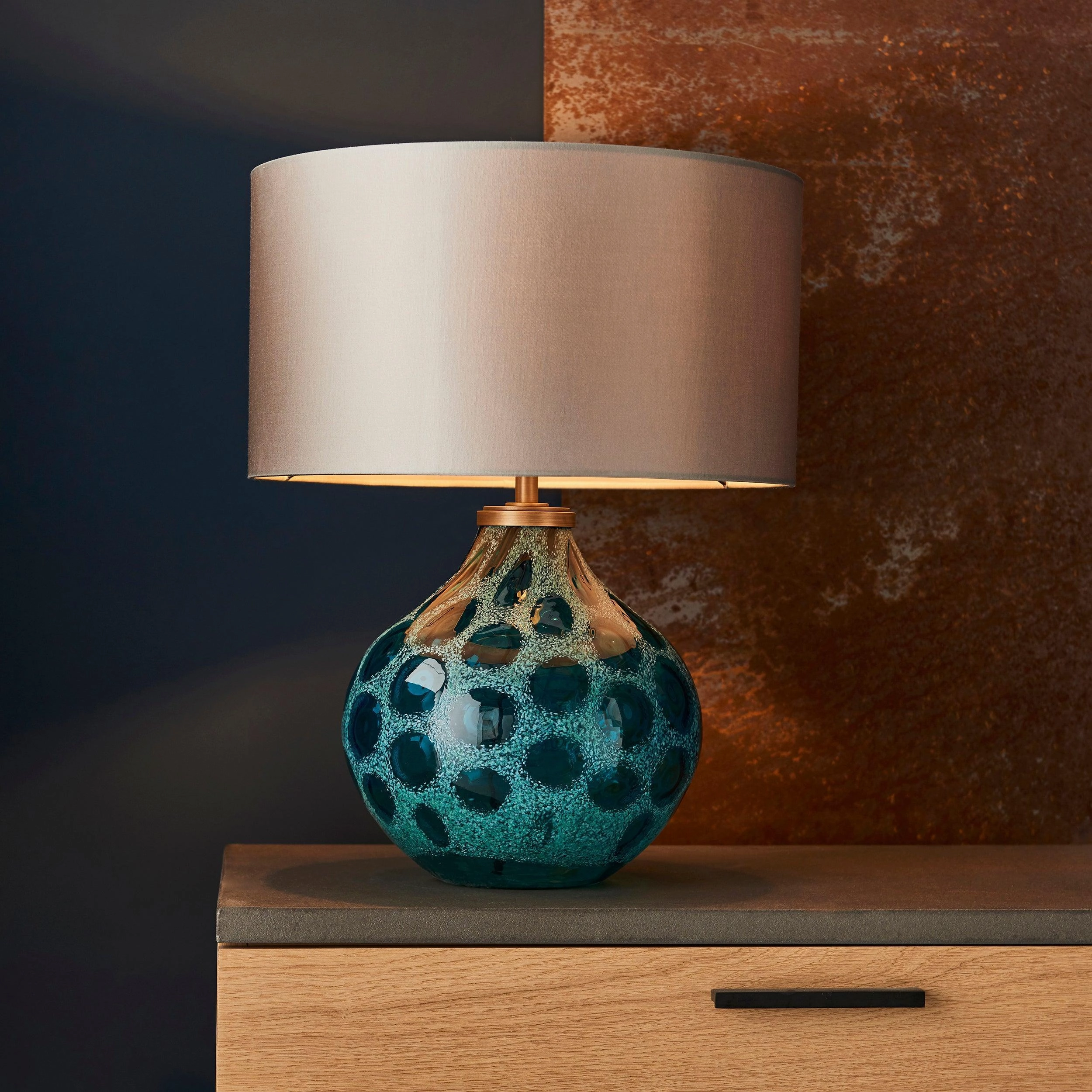 Living Lights Aqua Teal Artisan Glass Table Lamp Base