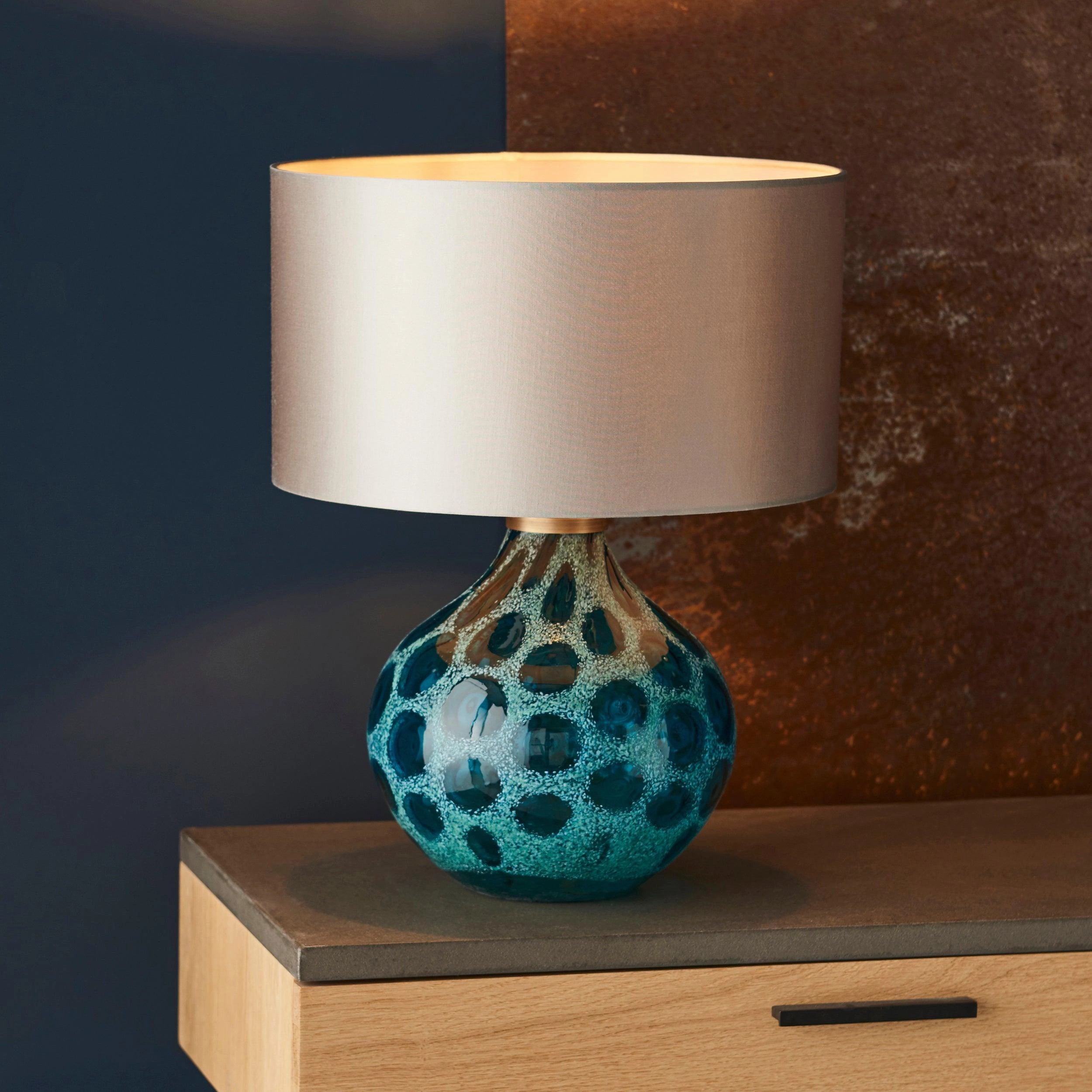 Living Lights Aqua Teal Artisan Glass Table Lamp Base