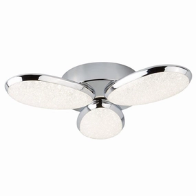 Lori 3 Light LED Chrome/Crushed Ice Effect Ceiling Flush soft glow ceiling light
