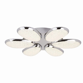 Lori 6 Light LED Chrome/Crushed Ice Effect Ceiling Flush soft glow ceiling light