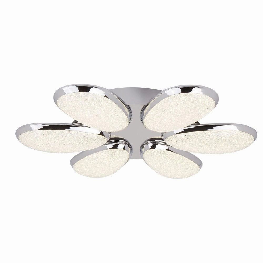 Lori 6 Light LED Chrome/Crushed Ice Effect Ceiling Flush soft glow ceiling light