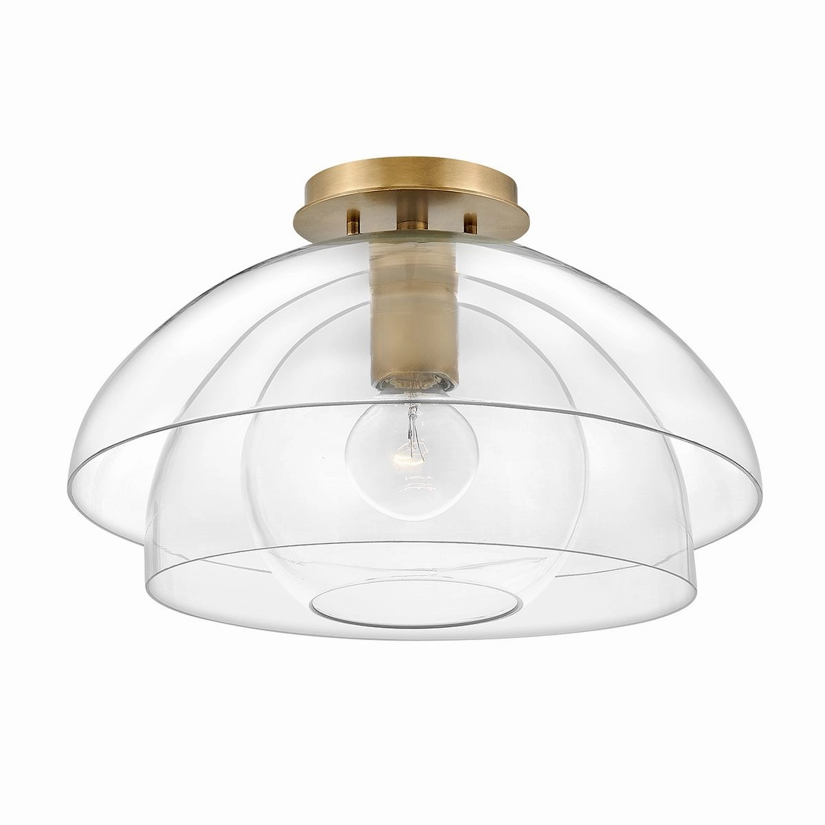 Lotus 1 Light Glass and Brass Ceiling Pendant or Semi flush Light