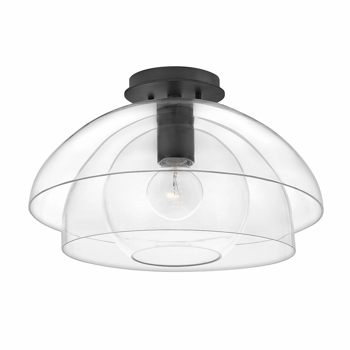 Lotus 1 Light Glass Black Ceiling Pendant or Semi flush Light