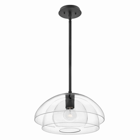 Lotus 1 Light Glass Black Ceiling Pendant or Semi flush Light flush mount ceiling fixture