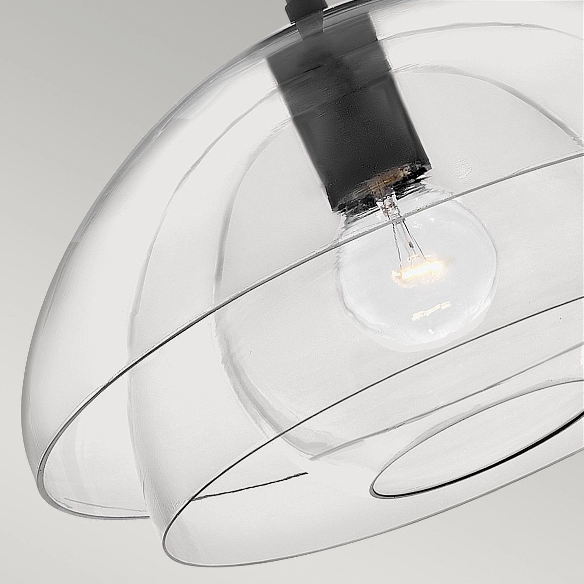 Lotus 1 Light Glass Black Ceiling Pendant or Semi flush Light