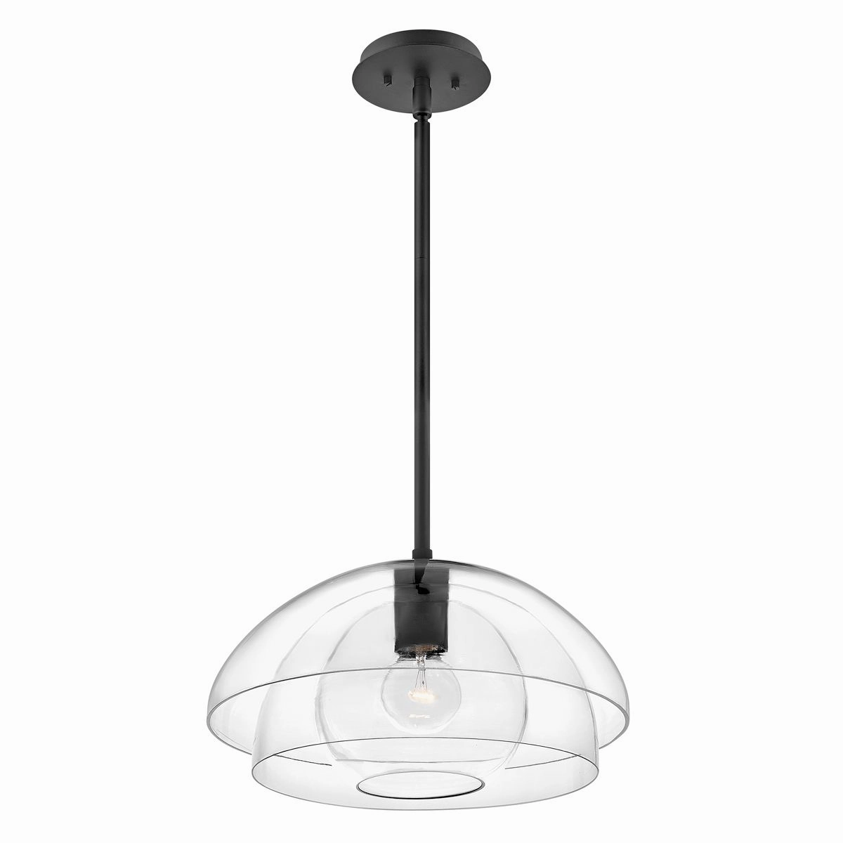 Lotus 1 Light Glass Black Ceiling Pendant or Semi flush Light flush mount ceiling fixture