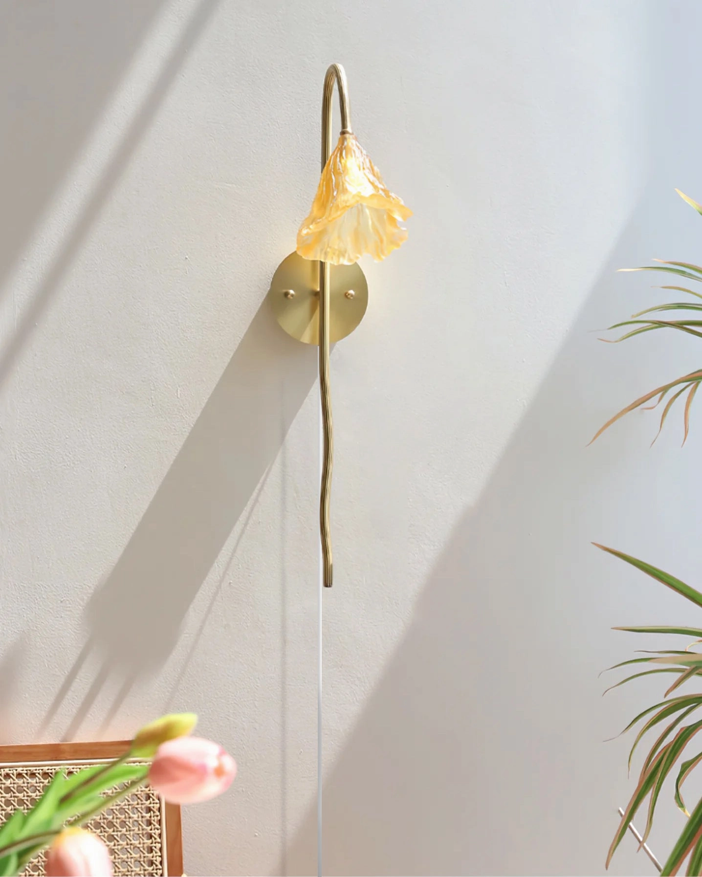 Lotus Amber Plug In Wall Lamp