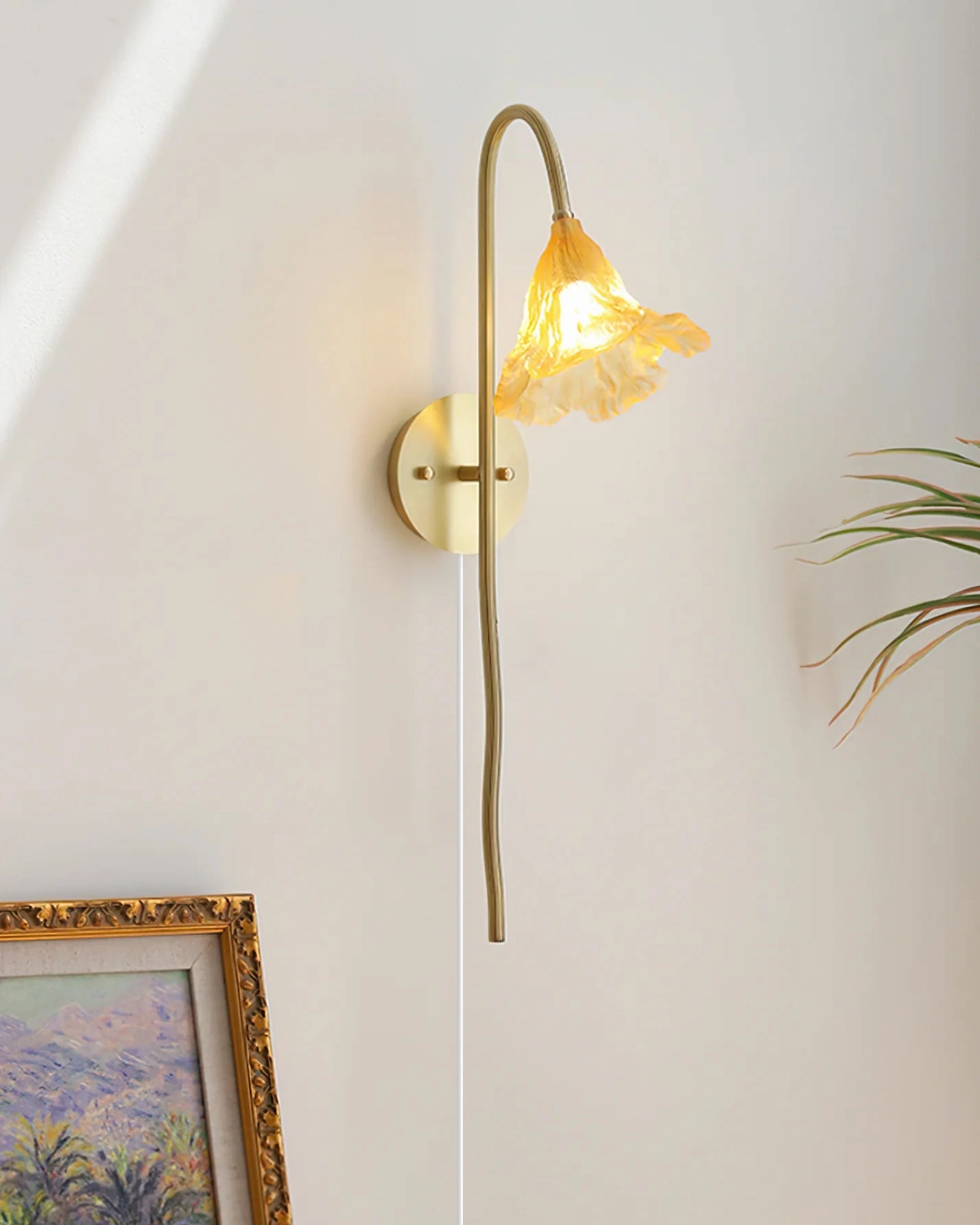 Lotus Amber Plug In Wall Lamp
