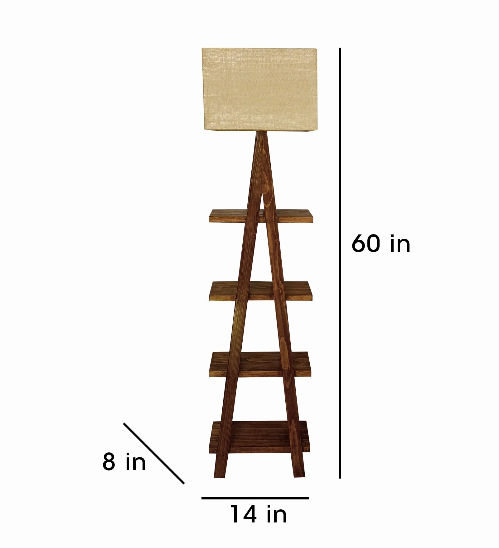 Louise Wooden Floor Lamp with Brown Base and Jute Fabric Lampshade (BULB NOT INCLUDED)