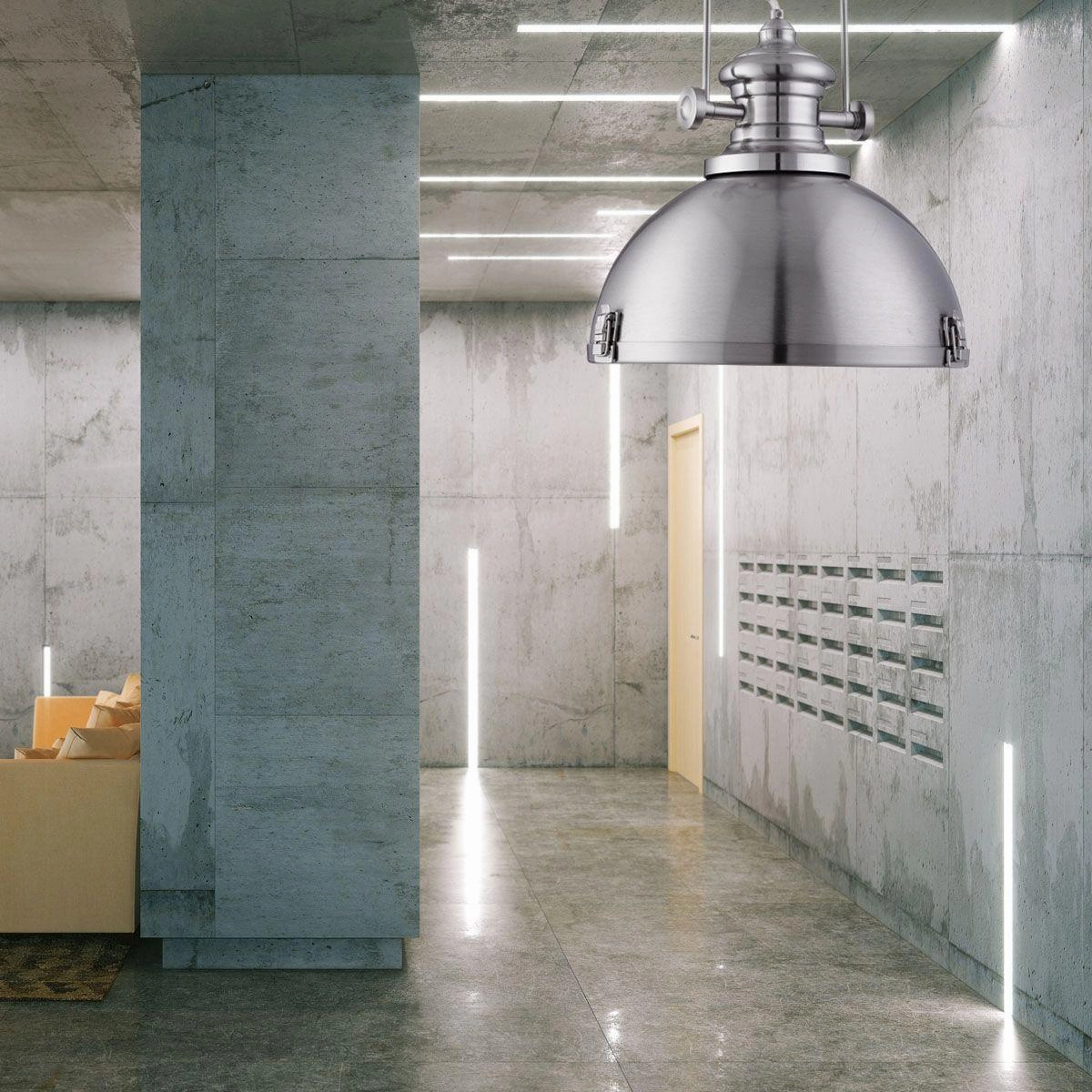 Louisiana Industrial 1 Light Satin Silver Ceiling Pendant