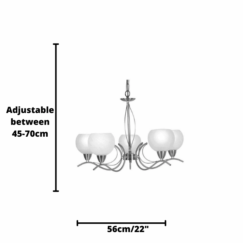 Luanda 5 Light Antique Chrome Chandelier