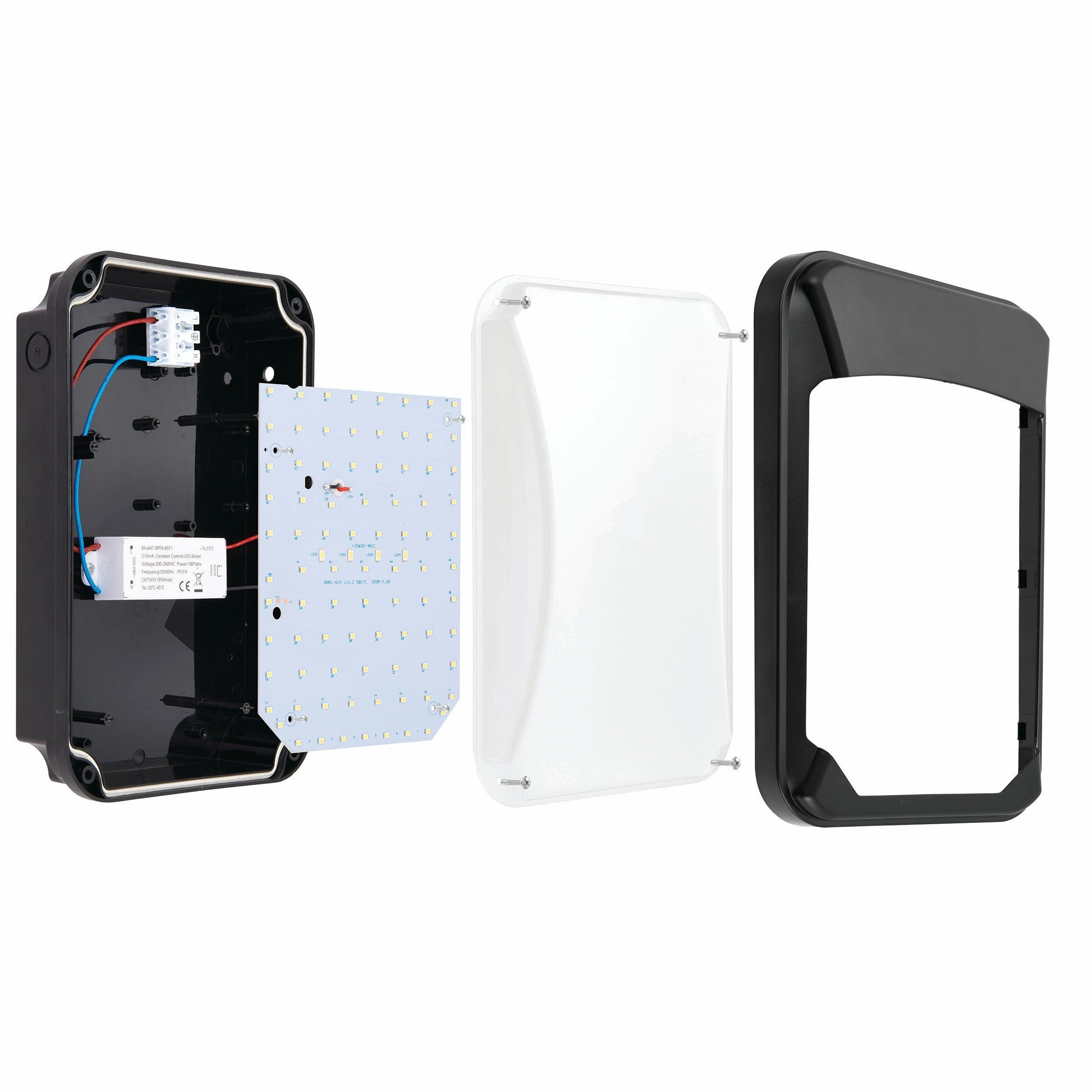 Lucca Black Small LED Outdoor Wall Light IP65 15W