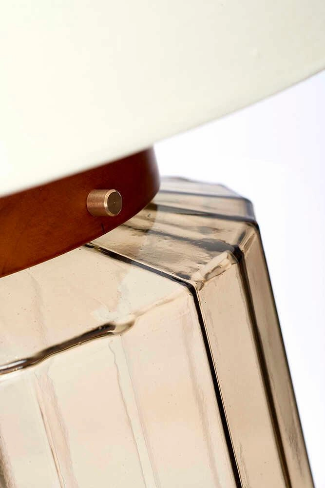 Luga Brass & Smoke Glass Table Lamp Elstead Lighting