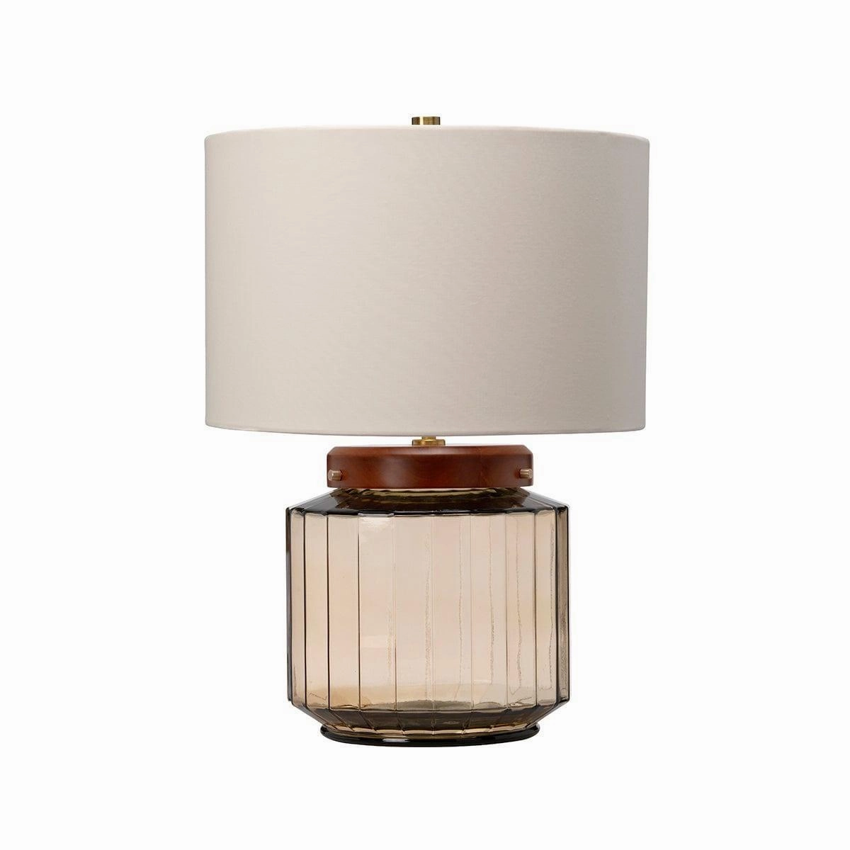 Luga Brass & Smoke Glass Table Lamp Elstead Lighting energy-saving LED light