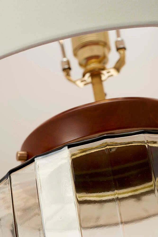 Luga Brass & Smoke Glass Table Lamp Elstead Lighting