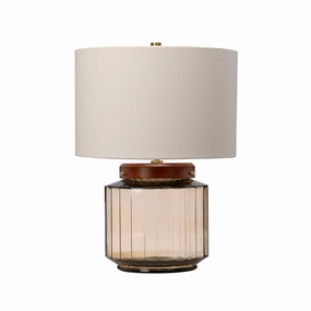 Luga Brass & Smoke Glass Table Lamp Elstead Lighting energy-saving LED light