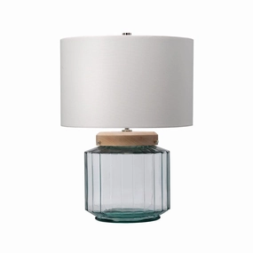 Luga Polished Nickel & Clear Glass Table Lamp Elstead energy-saving LED light