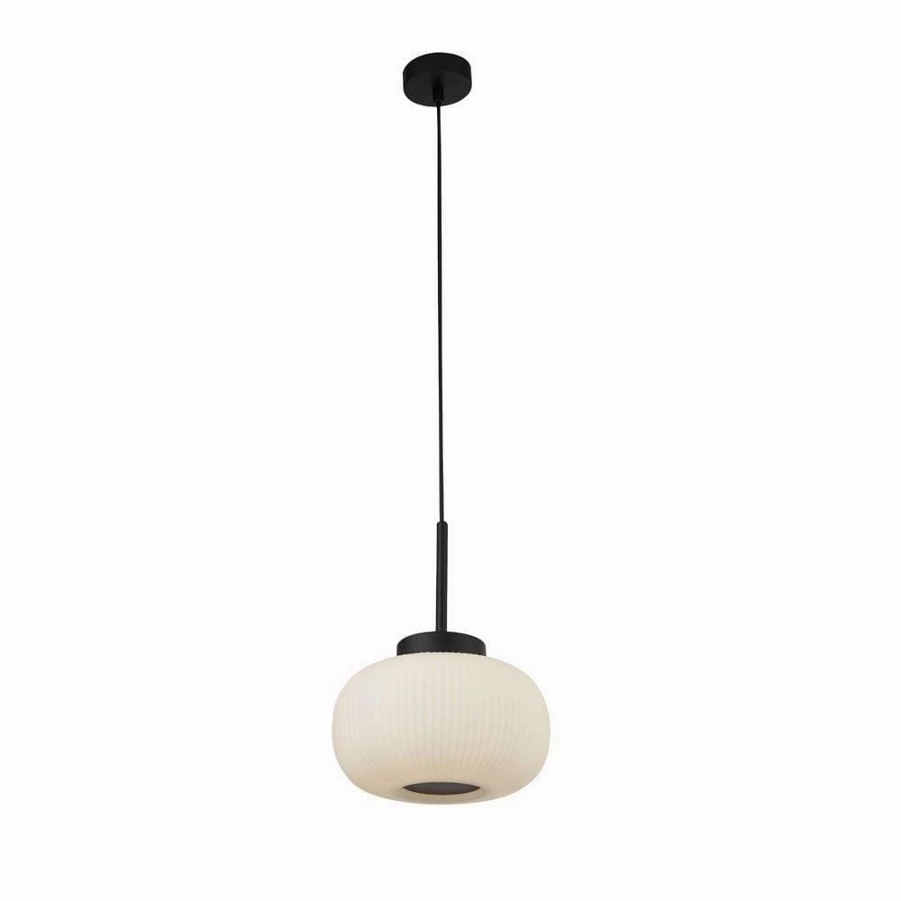 Lumina 1 Light Frosted Ribbed Glass Ceiling Pendant ambient ceiling fixture