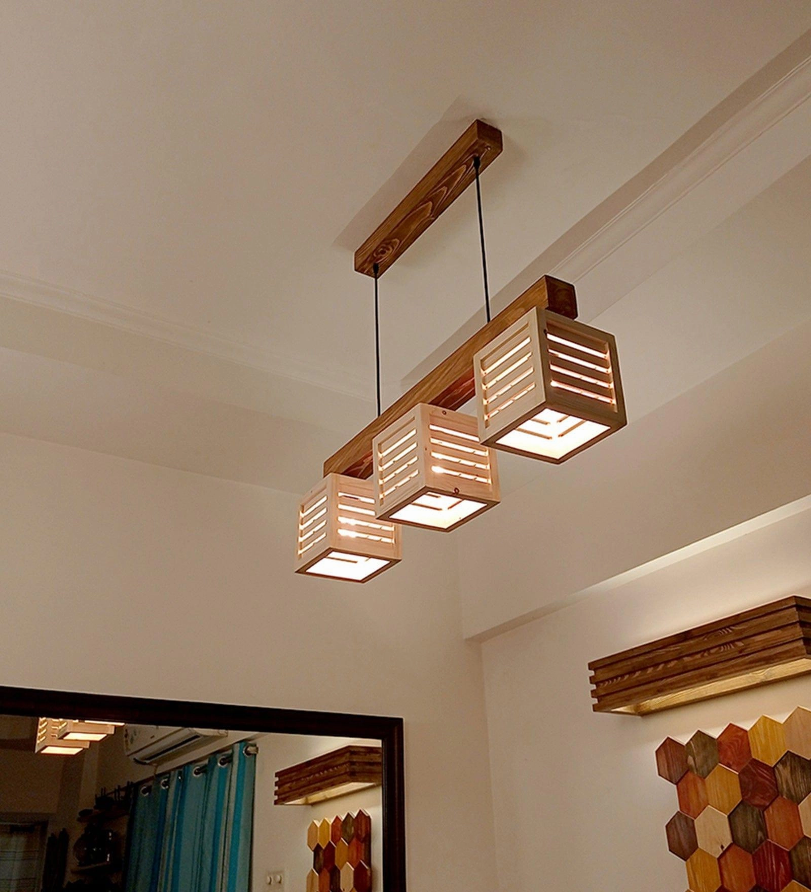 Lyon Beige & Brown Wooden Series Hanging Lamp (BULB NOT INCLUDED) decorative ceiling fixture
