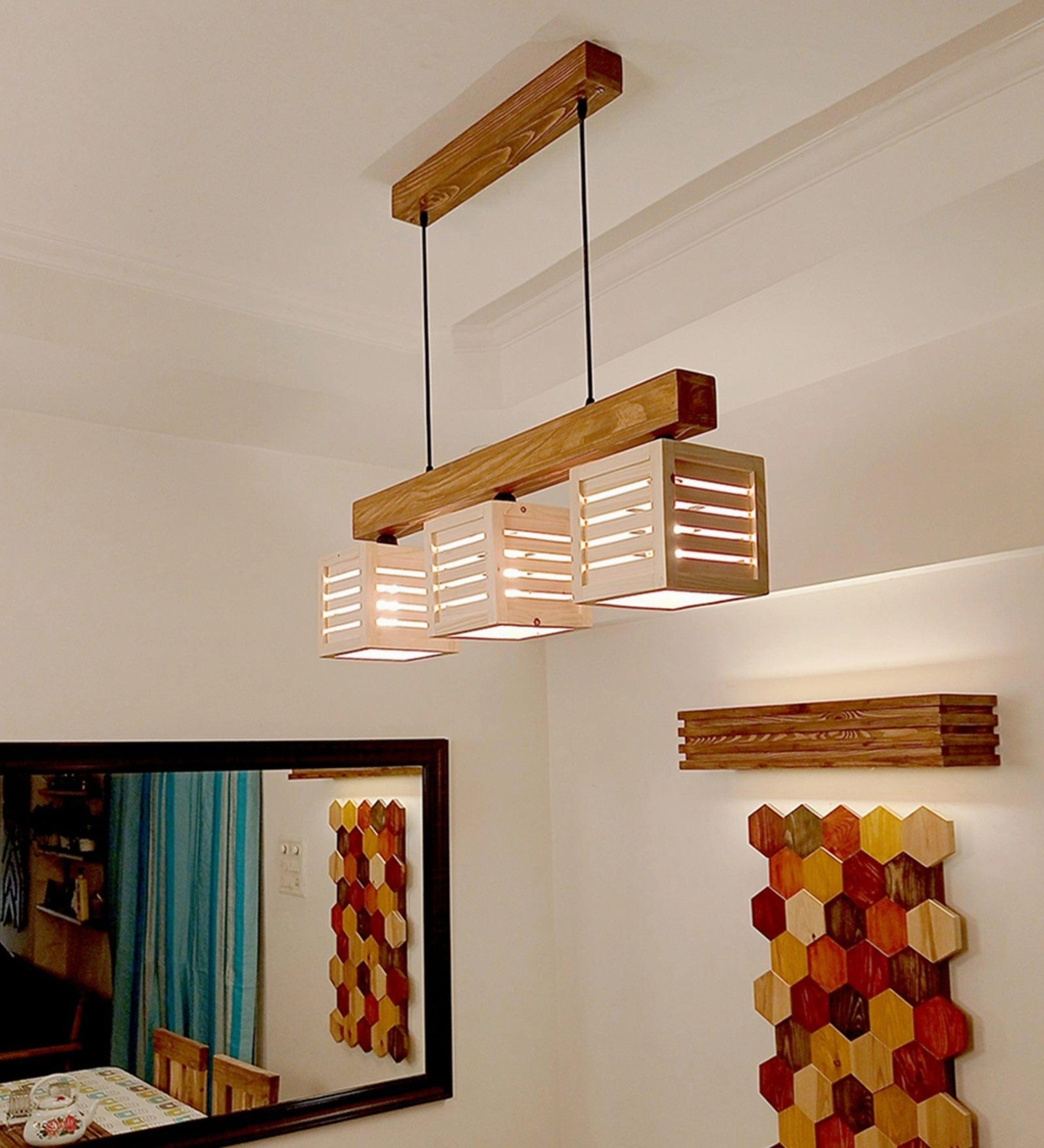 Lyon Beige & Brown Wooden Series Hanging Lamp (BULB NOT INCLUDED)