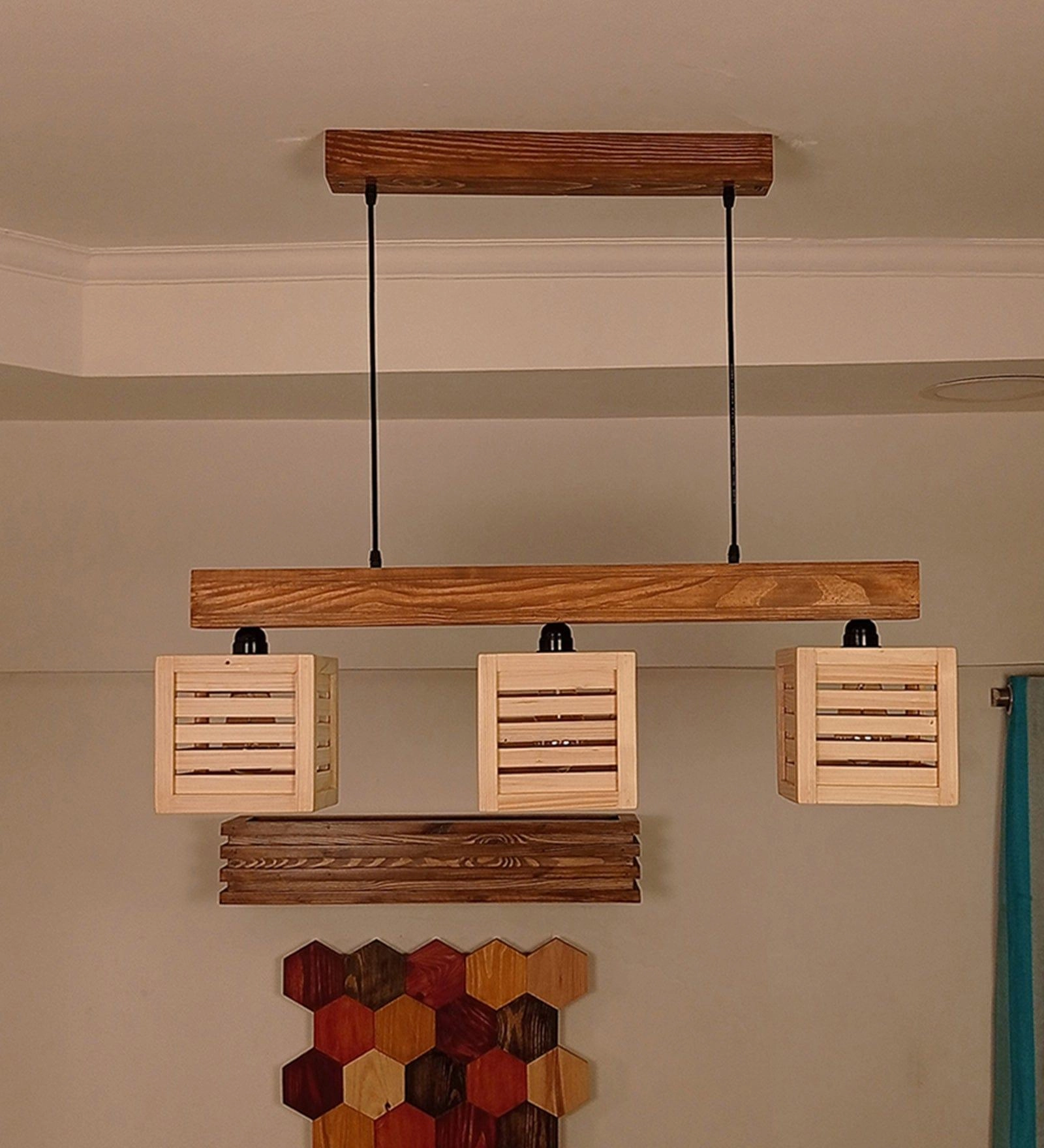 Lyon Beige & Brown Wooden Series Hanging Lamp (BULB NOT INCLUDED)