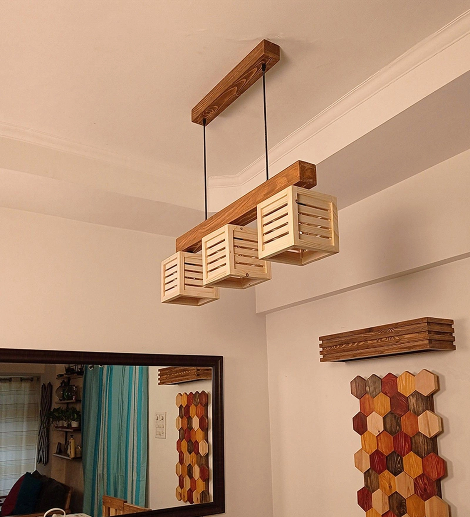 Lyon Beige & Brown Wooden Series Hanging Lamp (BULB NOT INCLUDED)