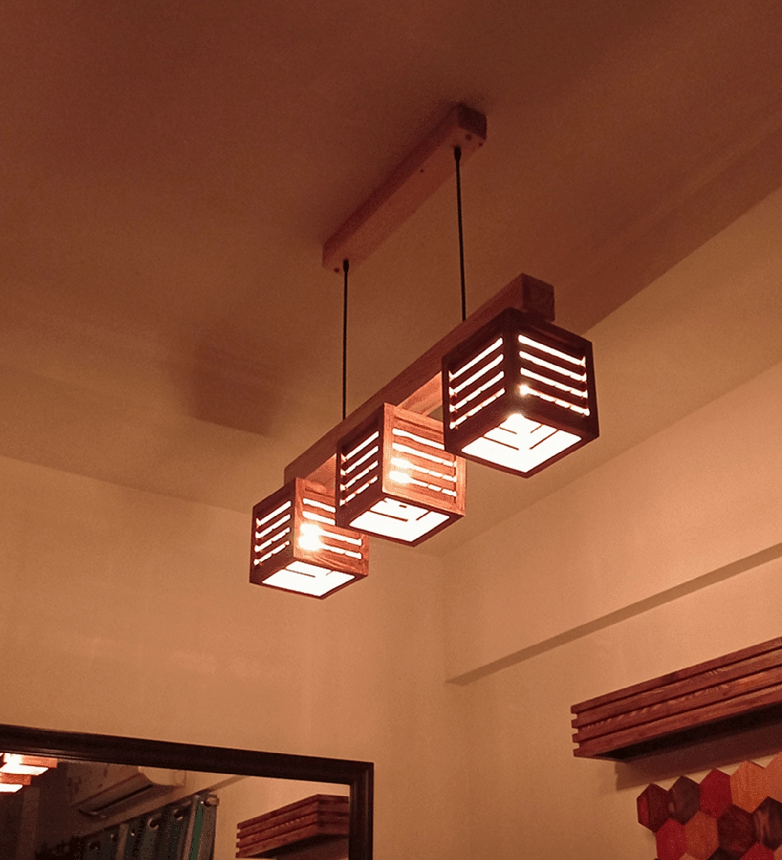 Lyon Brown & Beige Wooden Series Hanging Lamp (BULB NOT INCLUDED) decorative ceiling fixture